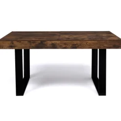 Table à manger 6 personnes bois effet vieilli et noir
