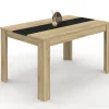 Table à manger 6 personnes imitation hêtre et noire
