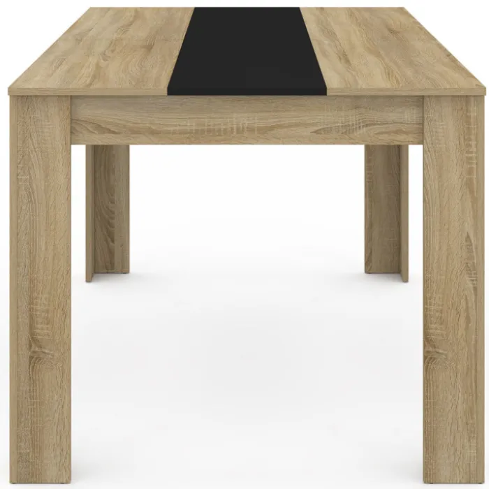 Table à manger 6 personnes imitation hêtre et noire