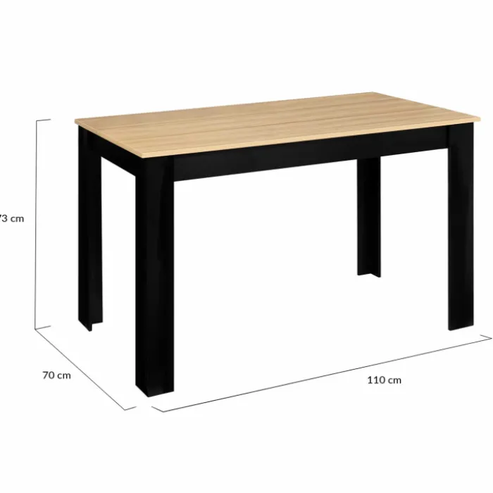 Table à manger 110 X 70 cm noir et bois