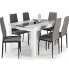 Table à manger blanche et grise 140 cm avec 6 chaises grises