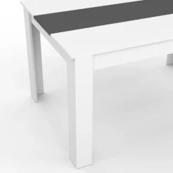 Table à manger blanche et grise 140 cm avec 6 chaises grises