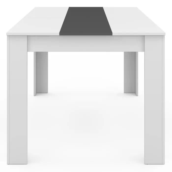 Table à manger blanche et grise 140 cm avec 6 chaises grises