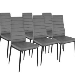 Table à manger blanche et grise 140 cm avec 6 chaises grises