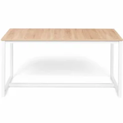 Table à manger blanche et bois extensible style industriel