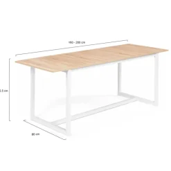 Table à manger blanche et bois extensible style industriel