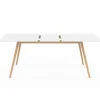 Table à manger blanche extensible 160-200 cm et 6 chaises scandinaves bois et blanc