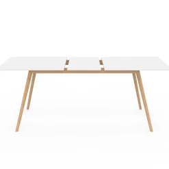 Table à manger blanche extensible 160-200 cm et 6 chaises scandinaves bois et blanc