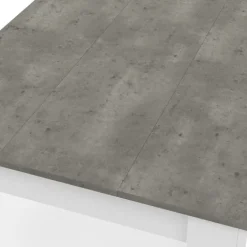 Table à manger blanche rectangle plateau effet béton 4 personnes