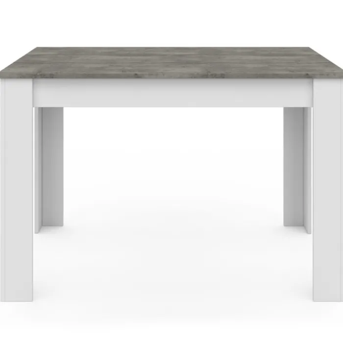 Table à manger blanche rectangle plateau effet béton 4 personnes