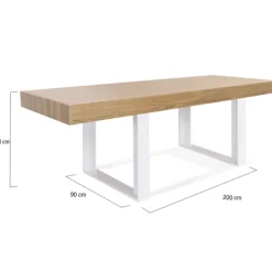 Table à manger bois 10 personnes pieds blancs