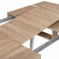Table à manger bois clair extensible 6-10 personnes avec pied épingle