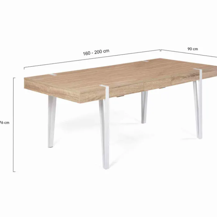 Table à manger bois clair extensible 6-10 personnes avec pied épingle