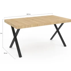 Table à manger bois et métal noir 160 cm