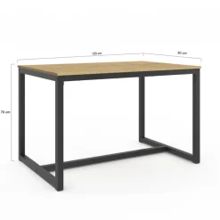 Table à manger bois et métal noir 120 cm