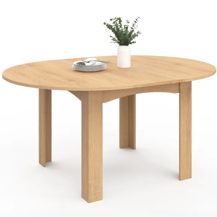 Table à manger bois extensible ronde pour 4-8 personnes