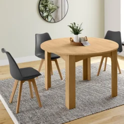 Table à manger bois extensible ronde pour 4-8 personnes