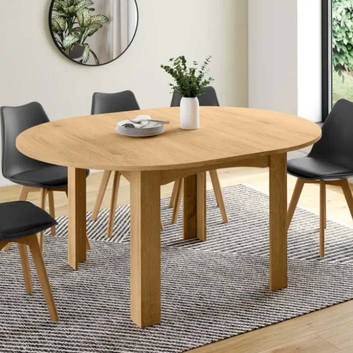 Table à manger bois extensible ronde pour 4-8 personnes