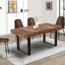 Table à manger bois foncé extensible 4-8 personnes 160-200 cm