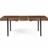 Table à manger bois foncé extensible 6-10 personnes avec pied épingle