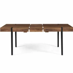 Table à manger bois foncé extensible 6-10 personnes avec pied épingle