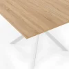 Table à manger carrée 110 cm 8 personnes plateau en bois avec pied araignée en métal blanc