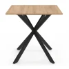 Table à manger carrée 80 cm 4 personnes en bois et pied araignée en métal noir