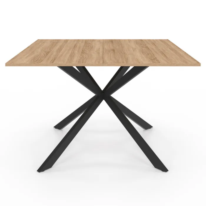 Table à manger carrée bois et noir pour 8 personnes