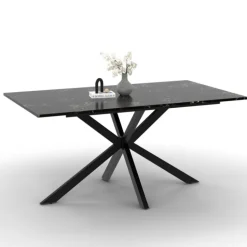 Table à manger effet marbre noir