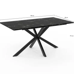 Table à manger effet marbre noir