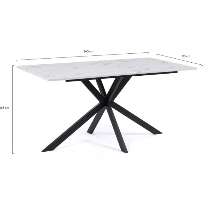 Table à manger effet marbre blanc