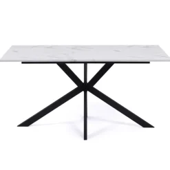 Table à manger effet marbre blanc