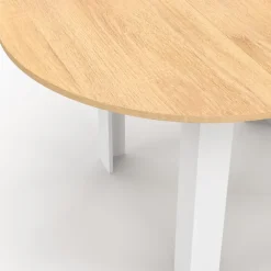 Table à manger extensible ronde en bois 110-150 cm 4-8 personnes plateau façon hêtre