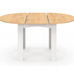 Table à manger extensible ronde en bois 110-150 cm 4-8 personnes plateau façon hêtre