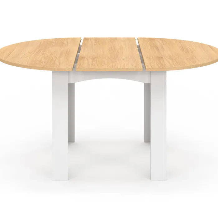Table à manger extensible ronde en bois 110-150 cm 4-8 personnes plateau façon hêtre