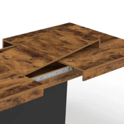 Table à manger extensible bois effet vieilli et noir 6-10 personnes 160-200 cm