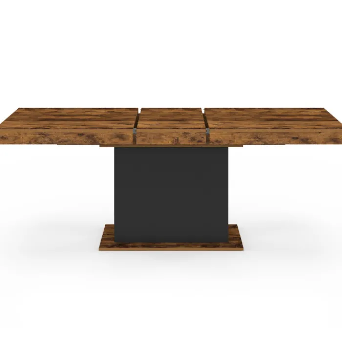 Table à manger extensible bois effet vieilli et noir 6-10 personnes 160-200 cm