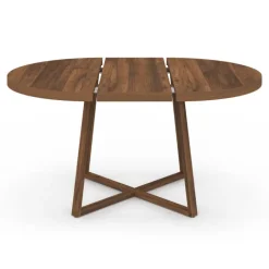 Table à manger extensible ronde 4-8 personnes noyer 110-150 cm