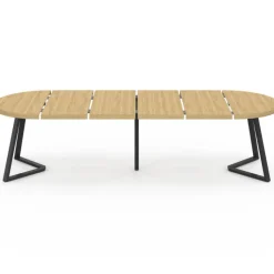 Table à manger extensible ronde SELMA 4-10 personnes bois effet hêtre 110-300 cm