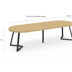 Table à manger extensible ronde SELMA 4-10 personnes bois effet hêtre 110-300 cm
