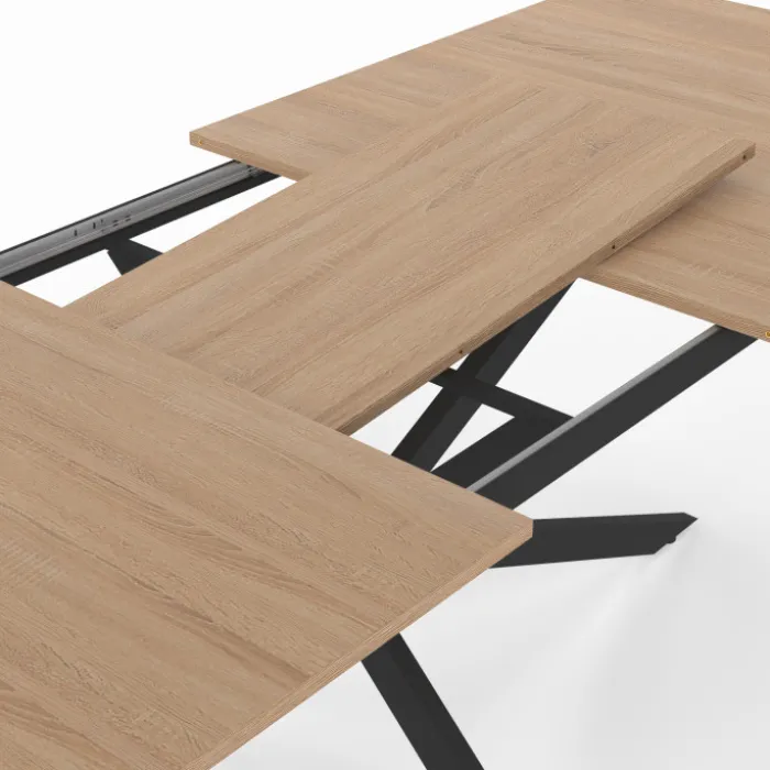 Table à manger extensible 8-12 personnes bois et noir