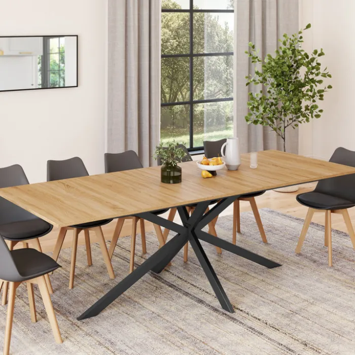 Table à manger extensible 8-12 personnes bois et noir