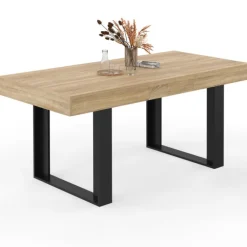 Table à manger extensible 120-160 cm 4-6 personnes noire et bois