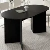 Table à manger extensible ovale 6 -10 personnes bois noir 160-200 cm