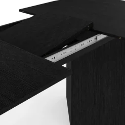 Table à manger extensible ovale 6 -10 personnes bois noir 160-200 cm