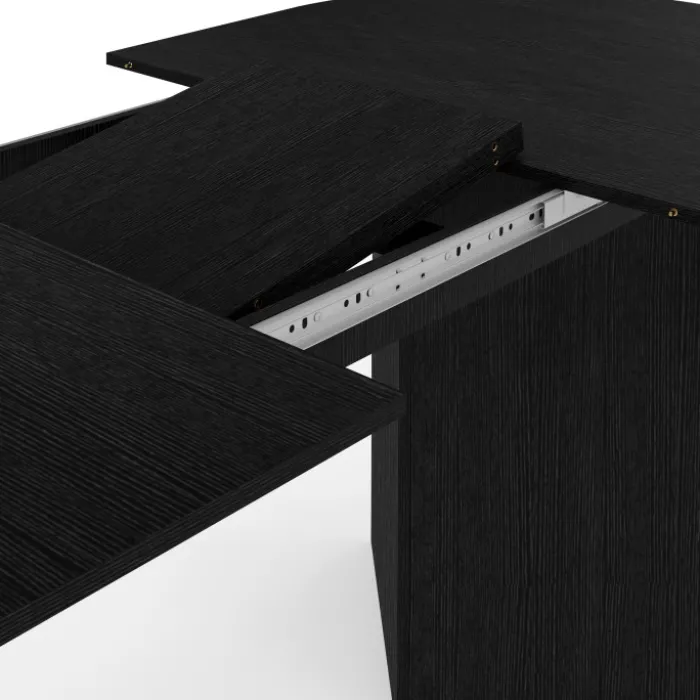 Table à manger extensible ovale 6 -10 personnes bois noir 160-200 cm