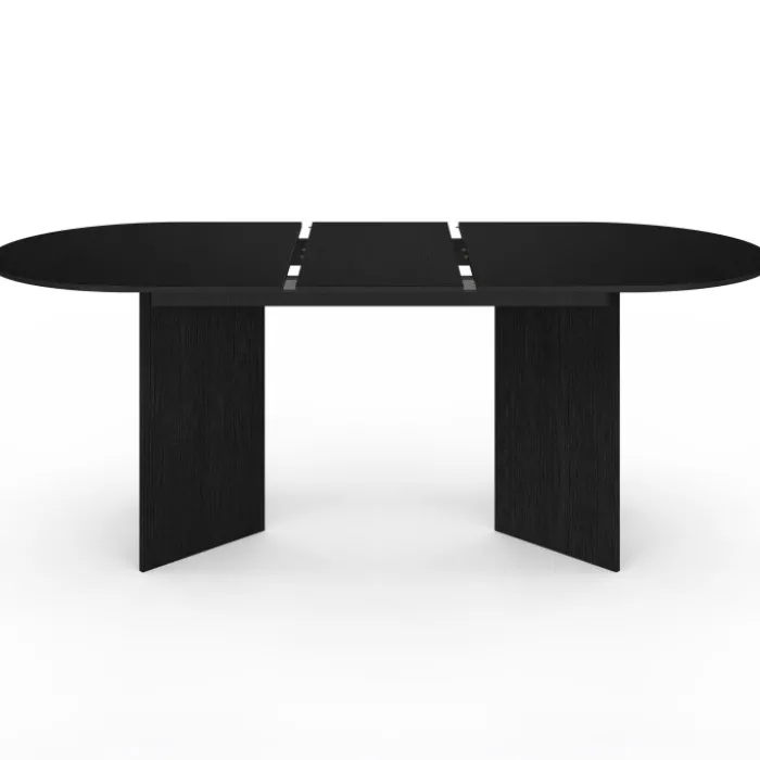 Table à manger extensible ovale 6 -10 personnes bois noir 160-200 cm