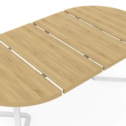 Table à manger extensible ronde 4-10 personnes bois et blanc 110-200 cm