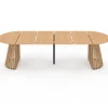 Table à manger extensible ronde 4-12 personnes pied bois en lattes et plateau bois 110-300 cm