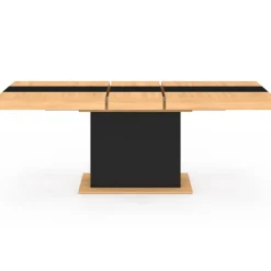 Table à manger extensible bois et bande centrale noire 6-10 personnes